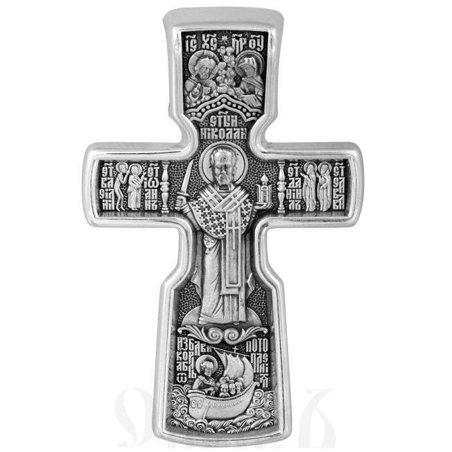 крест «распятие с предстоящими. святой николай чудотворец», серебро 925 проба (арт. 101.517)