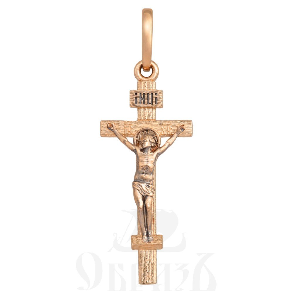 крест «распятие иисуса христа «господи, спаси и сохрани мя грешного», золото 585 проба красное (арт. 201.804-1)