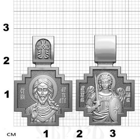 нательная икона св. великомученик артемий антиохийский, серебро 925 проба с платинированием (арт. 06.056р)